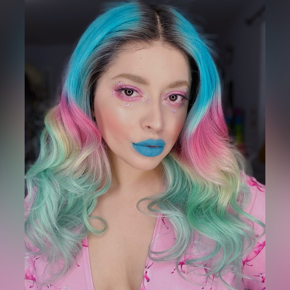 100% human hair pastel rooted wig